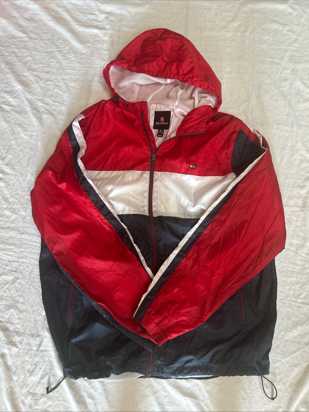SouthPole Men's Windbreaker Hoodie Zip Up Jacket w/Pockets Size XL